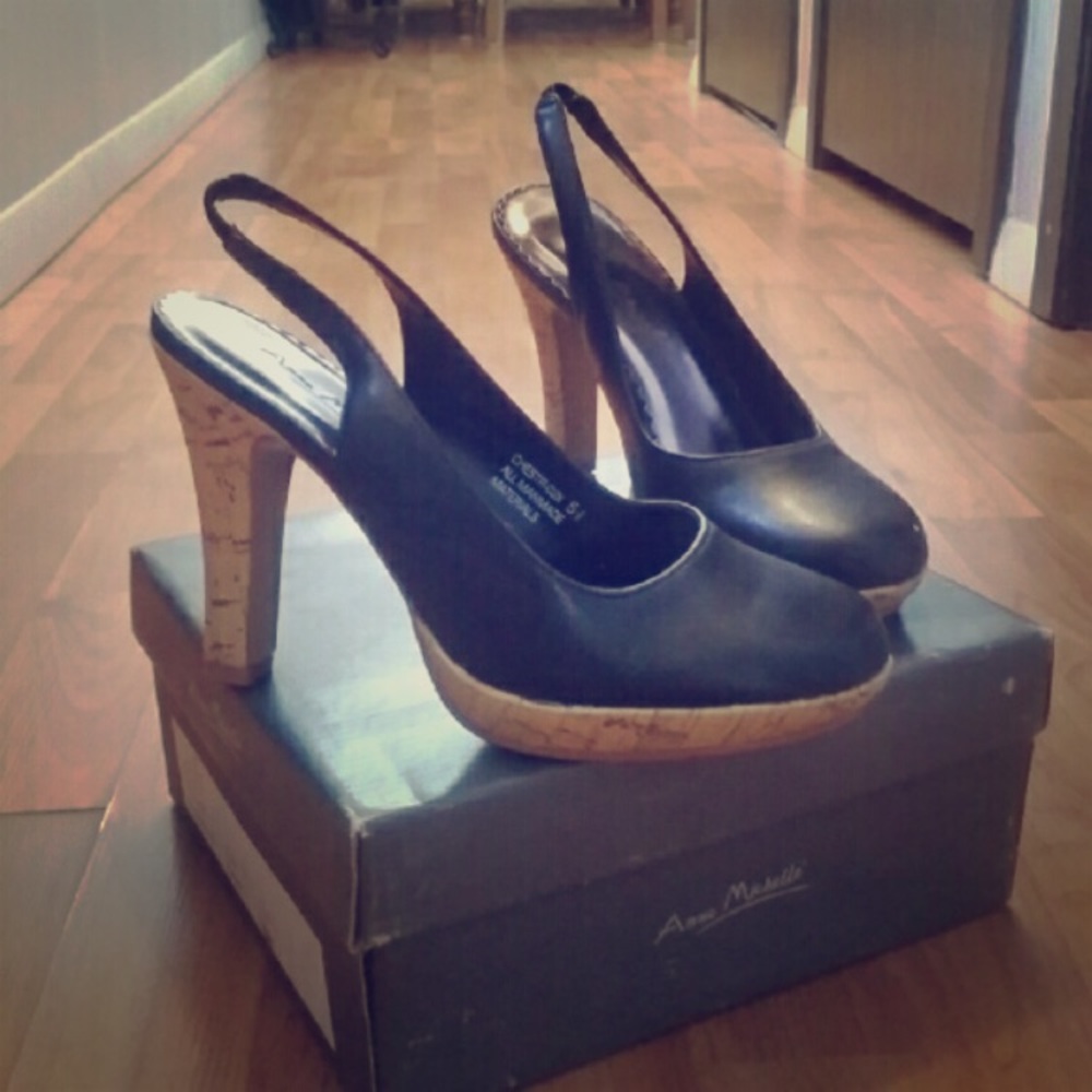 Brand new slingback cork heels with box